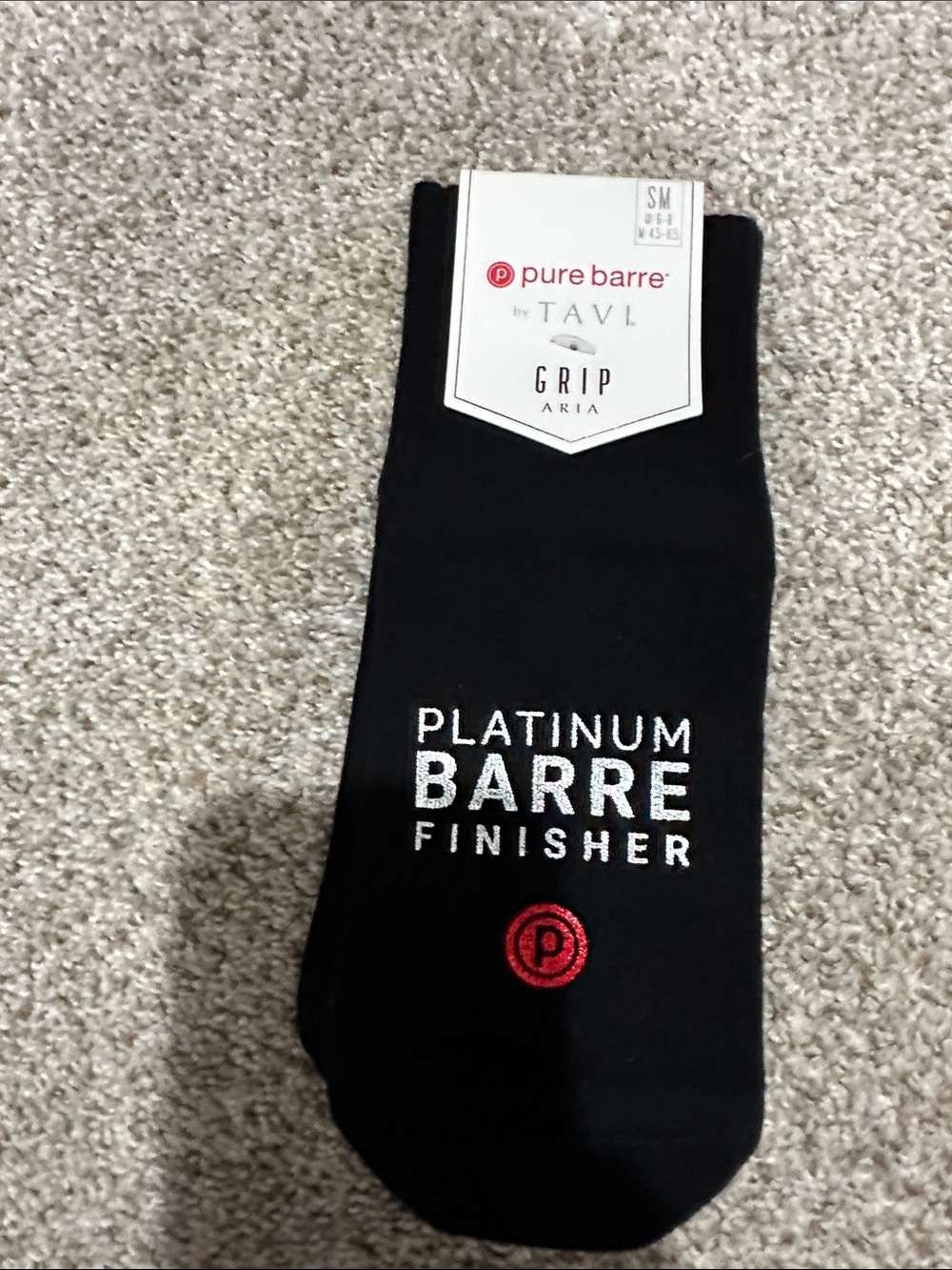 Pure Barre Black Grip 'Platinum Barre Finisher' Crew Socks